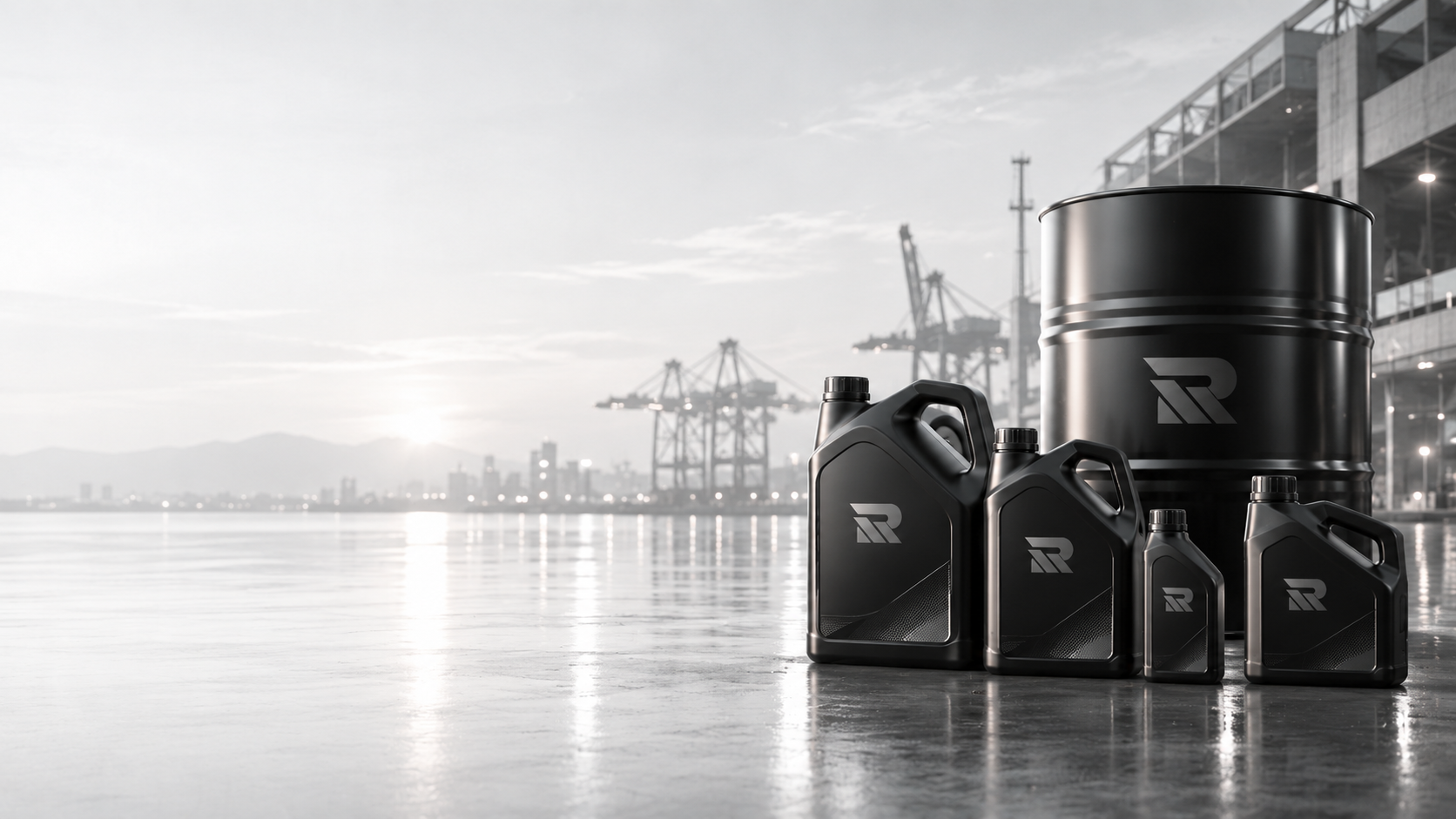 REZNIKOV GROUP motor oils and automotive lubricant packaging at the port terminal