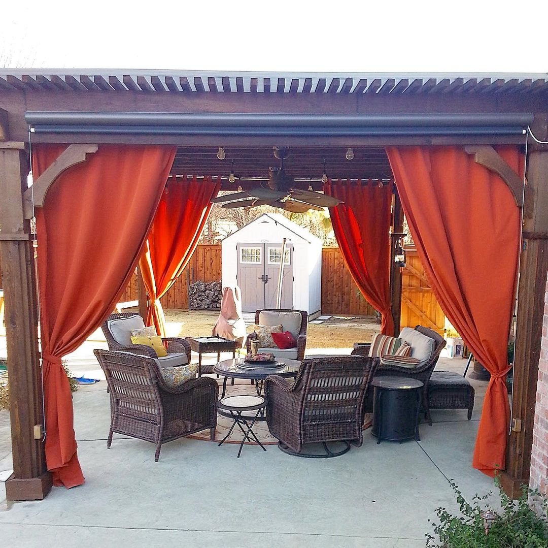 Пошив декоративных штор для беседки и веранды