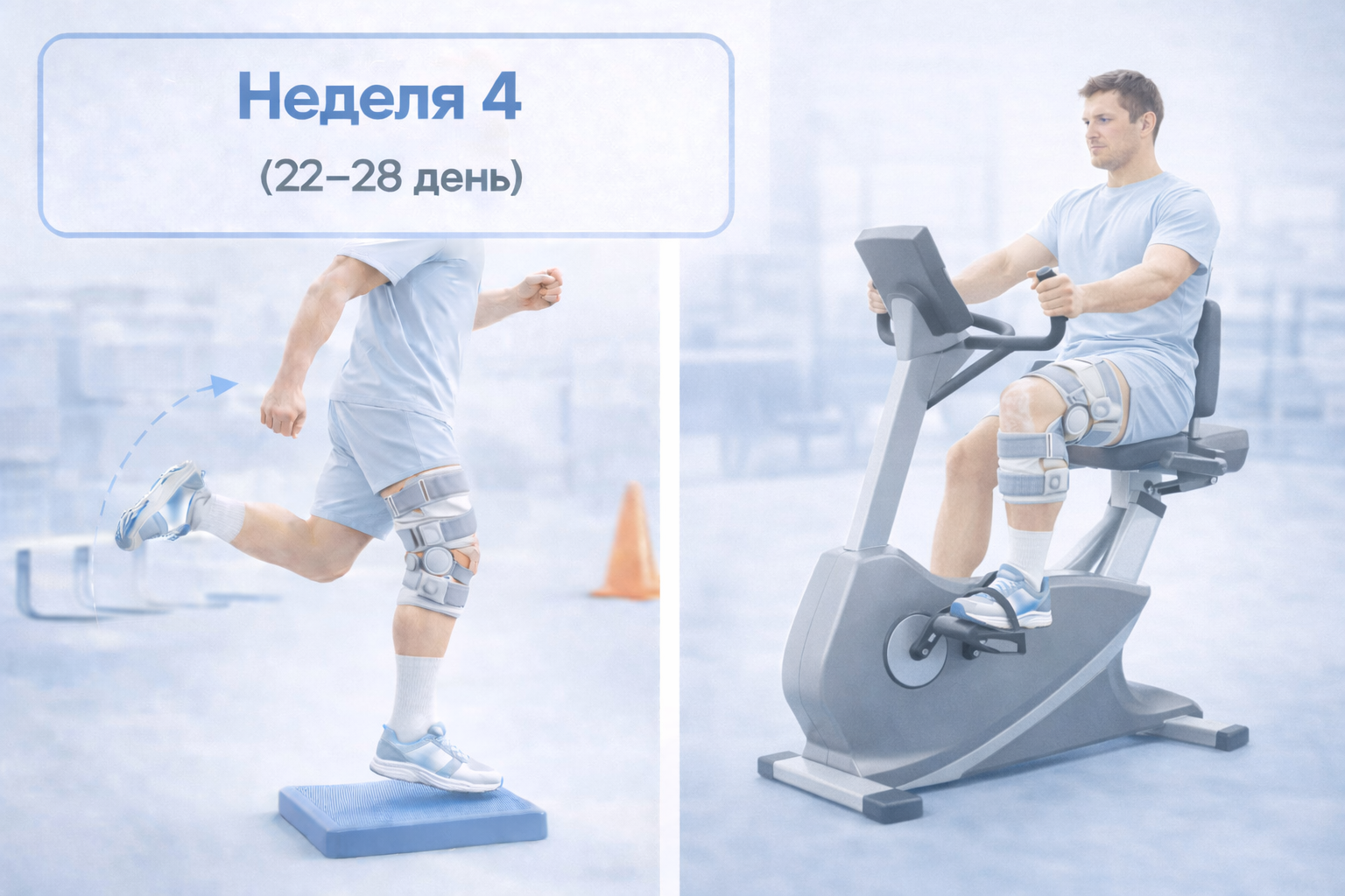 Упражнения после ПКС на 3–4 неделе под контролем специалиста