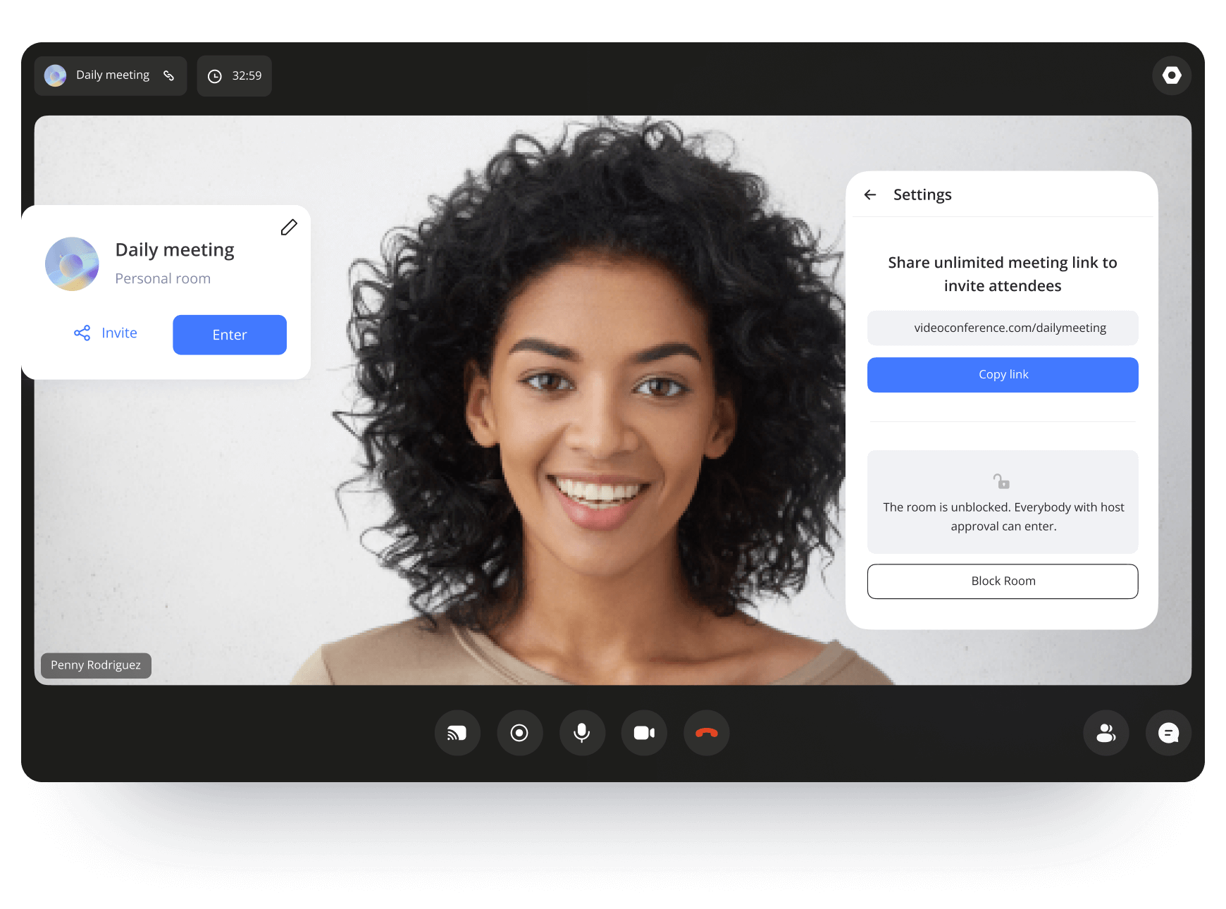 постоянные комнаты для звонков с красивой ссылкой
