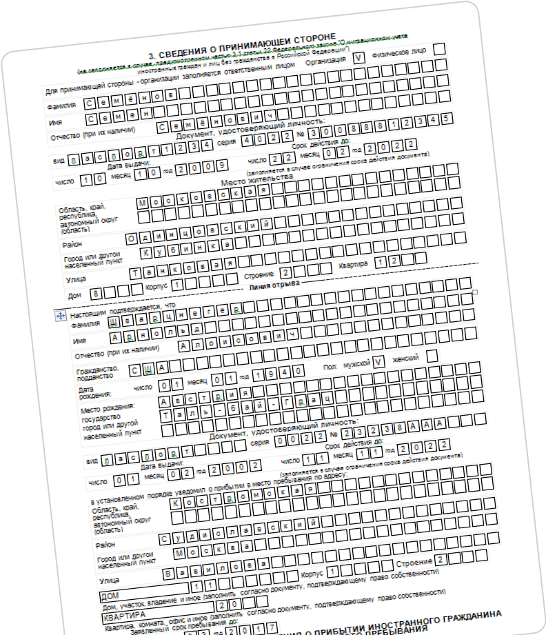 заполнение документов фмс