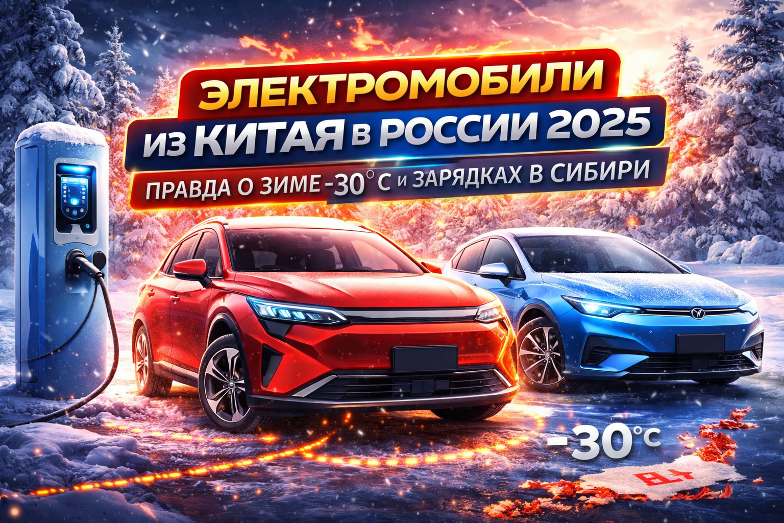 Электромобили из Китая в России 2025: зимняя эксплуатация при -30°С и зарядная инфраструктура регионов