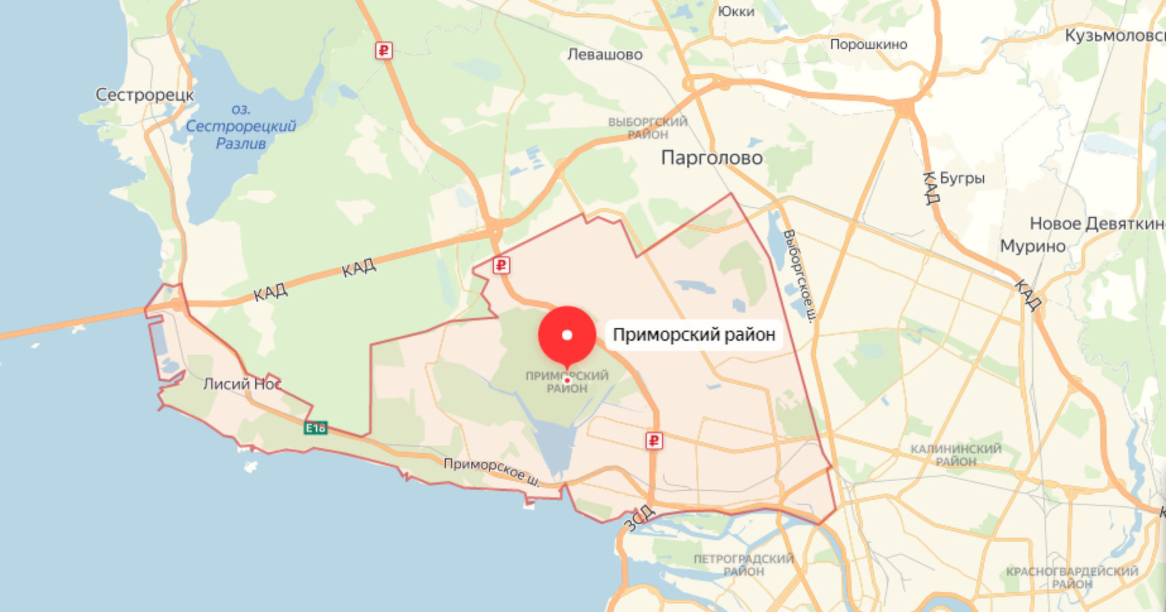 Приморский район Санкт-Петербурга карта