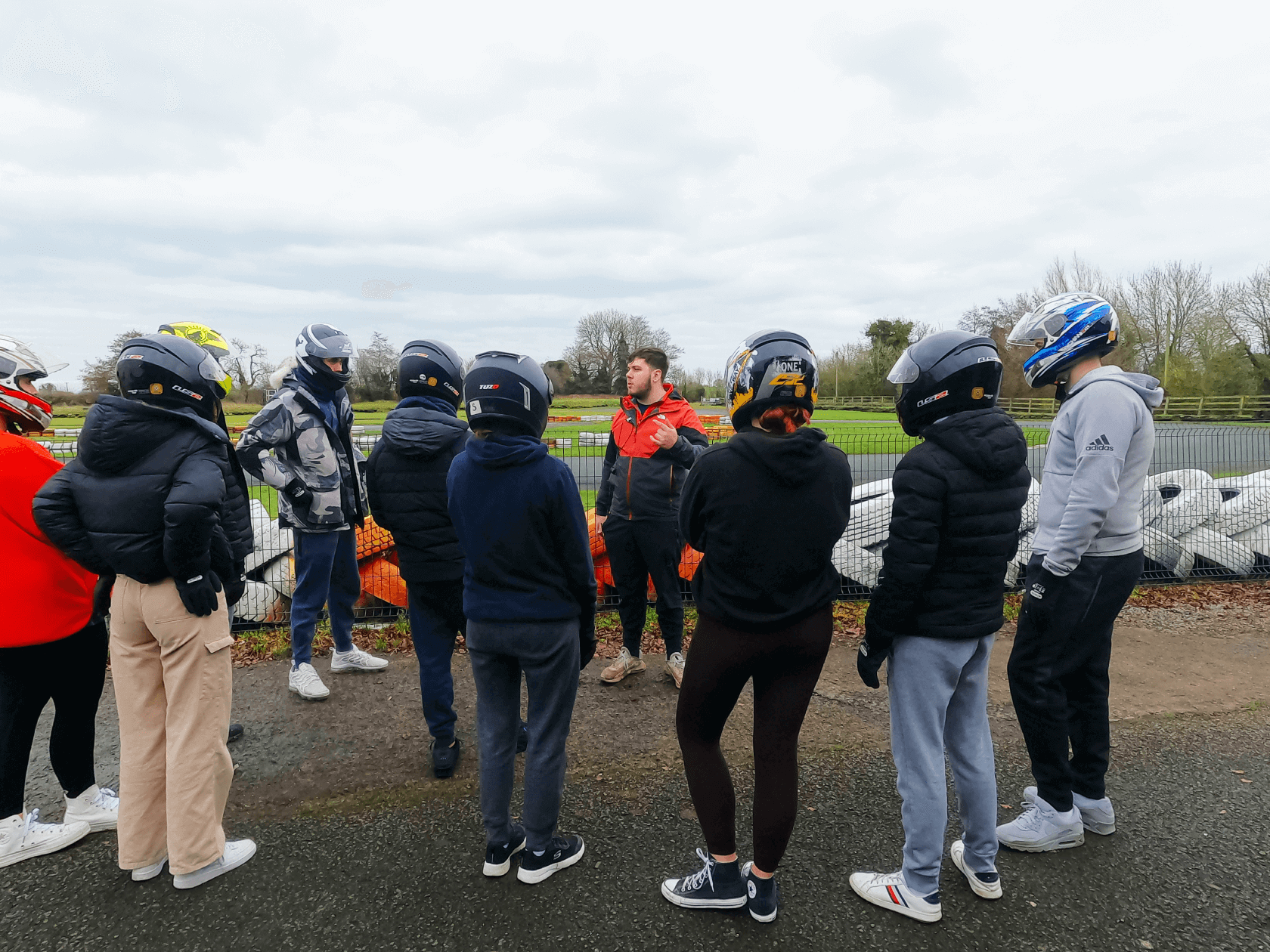 Briefing before lads start their karting session