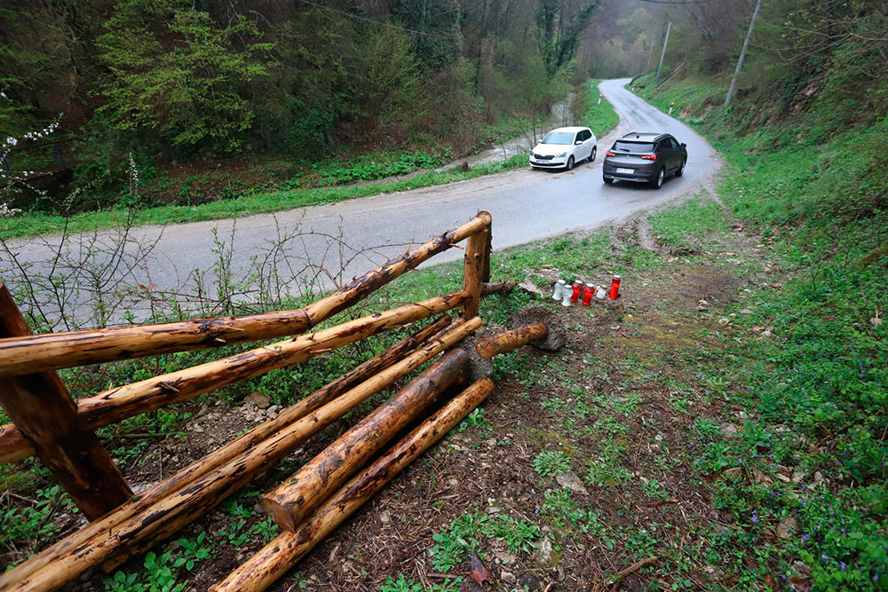 Место гибели Крейга Брина на тестах перед ралли Хорватия 2023/Фото: Zeljko Hajdinjak / Cropix / jutarnji.hr