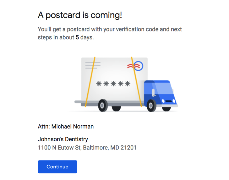 verify postcard is coming