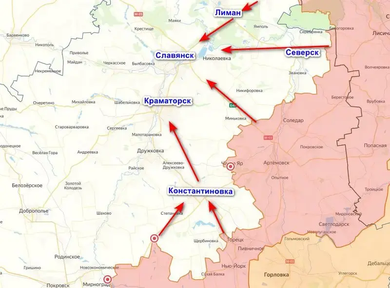 Славянско-Краматорская агломерация на карте Донбасса