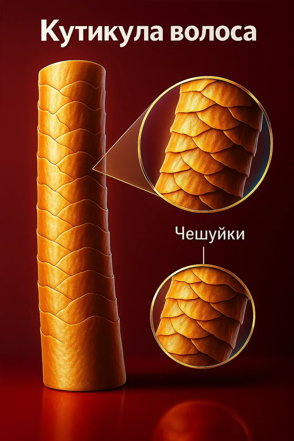 строение кутикулы волоса с увеличением чешуек