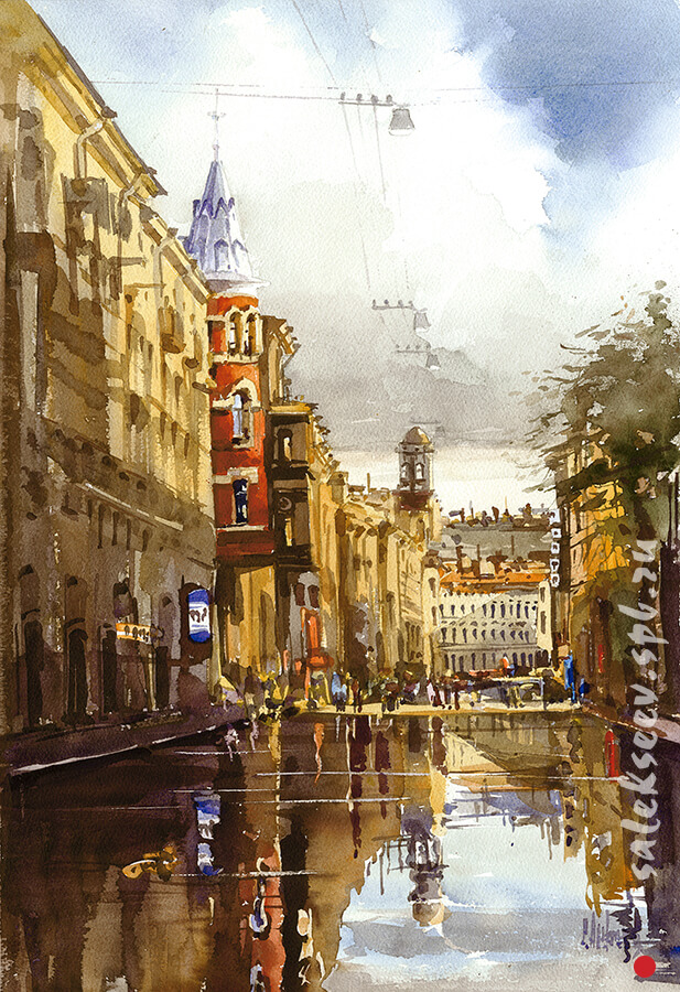 Rubinstein Street. Watercolor on paper, 56x36 cm