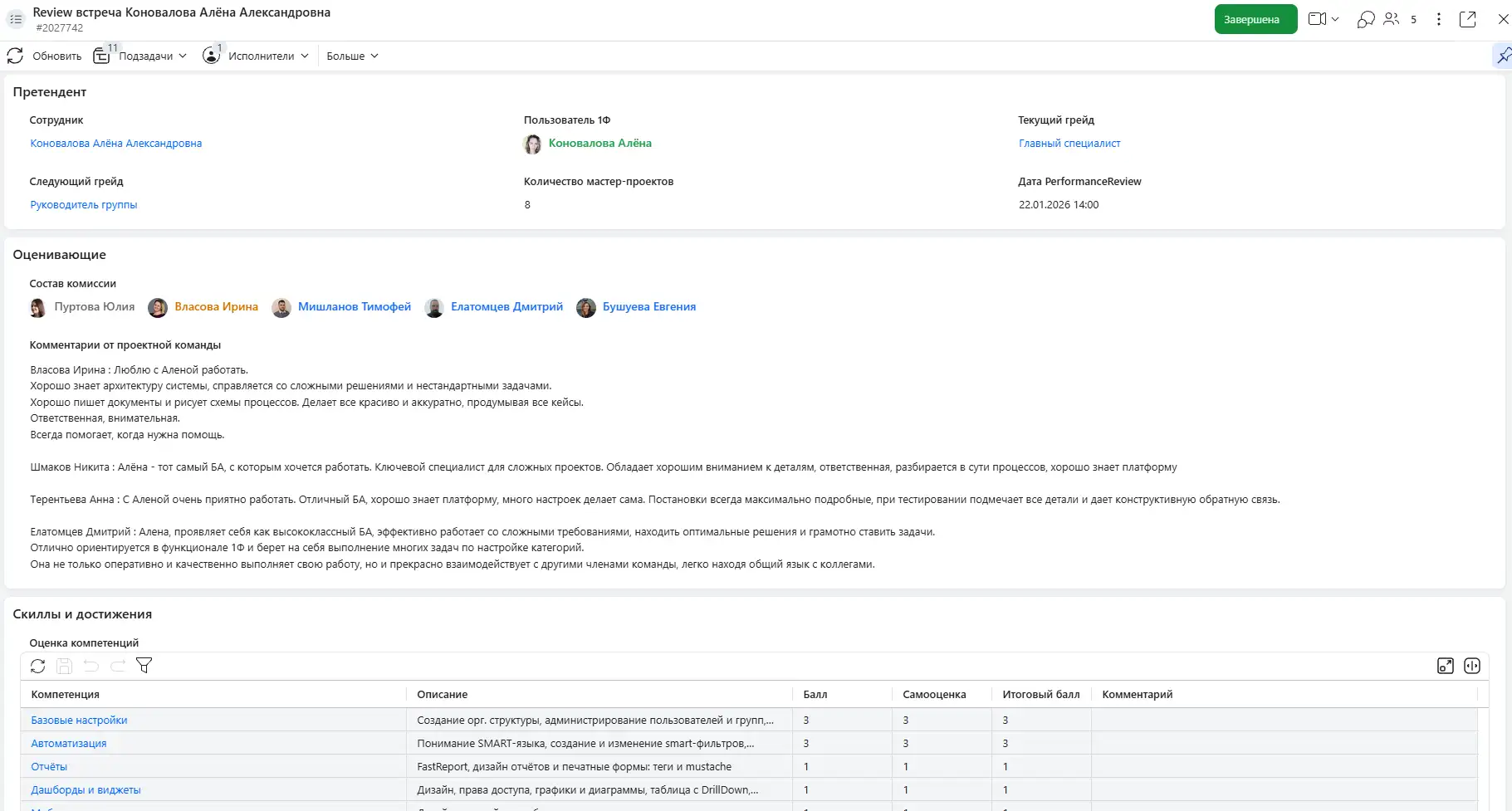 Карточка Performance Review в «Первой Форме»
