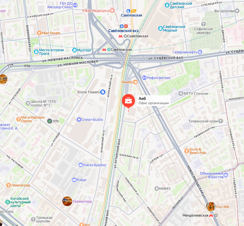 Карта локации AEB, Зал Московский