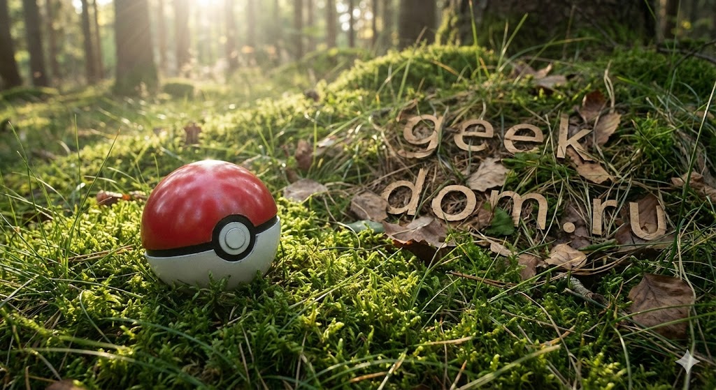 Международный день покемонов красно-белый шар для ловли монстров в лесу