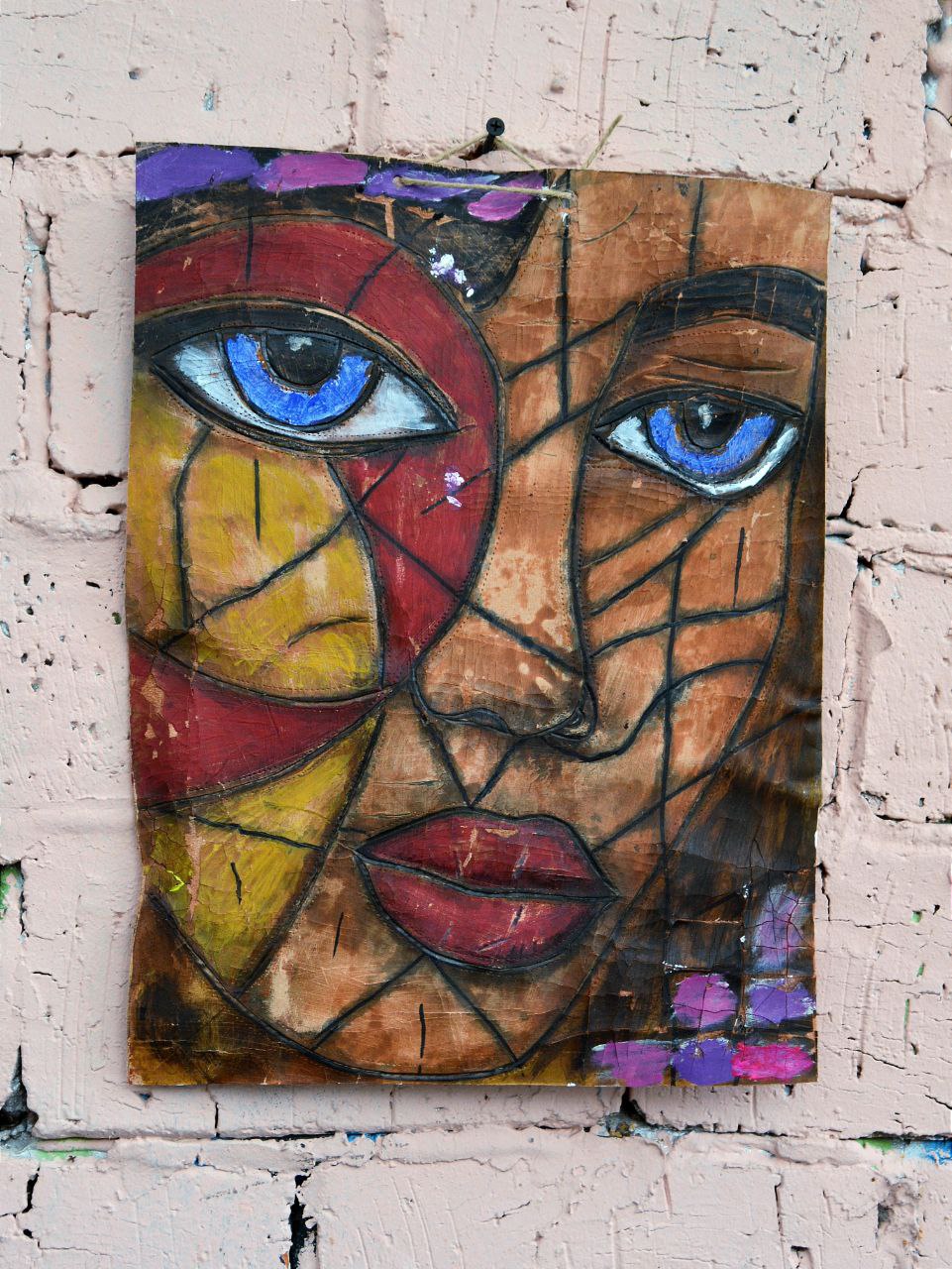 Скульптура настенная из фактурной кожи А.МузылевЪ &quot;Двуликий Дзен Гранж 4&quot;