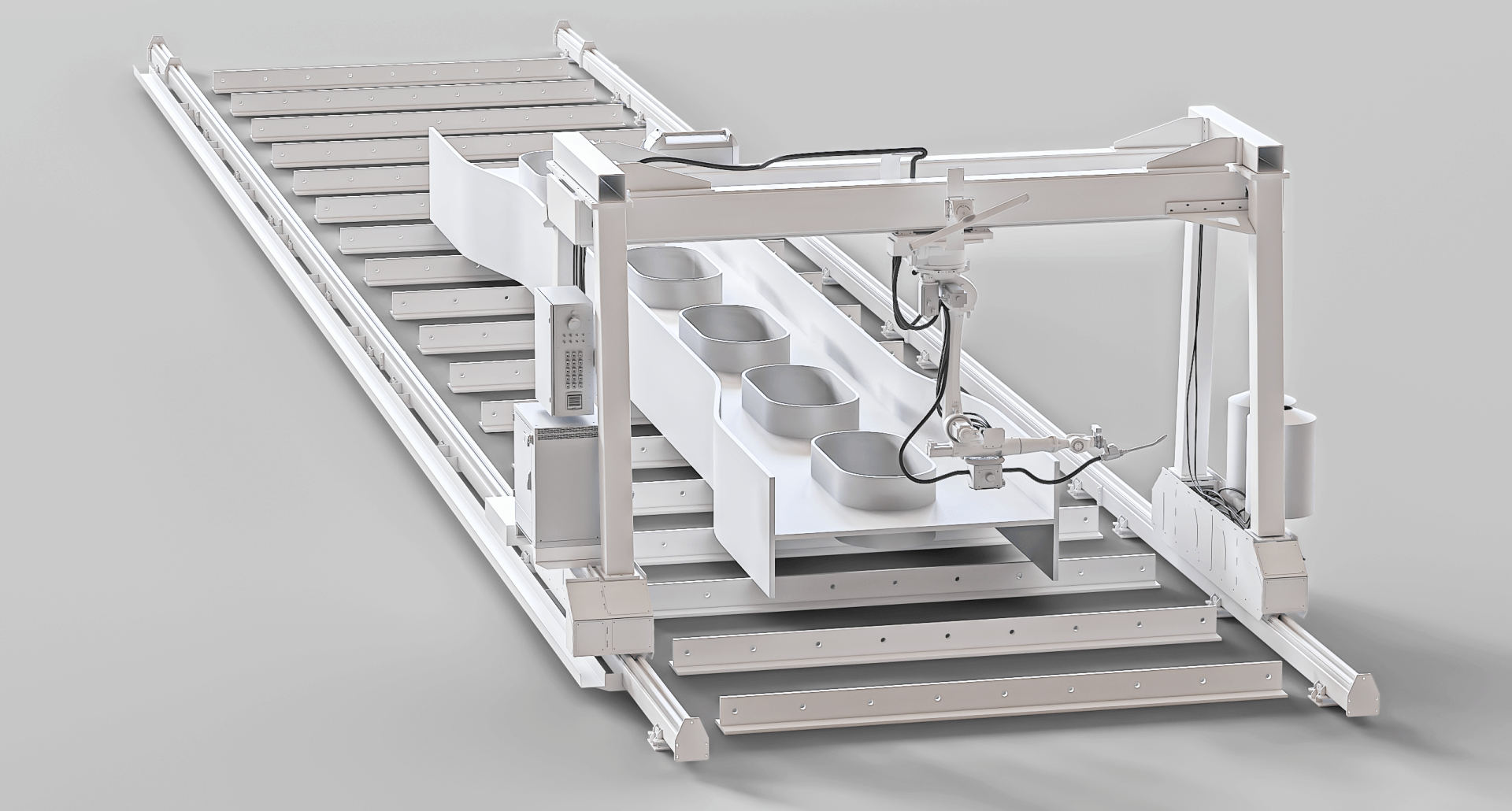 robotic cell with 1 robot on a gantry: high robot reachability
