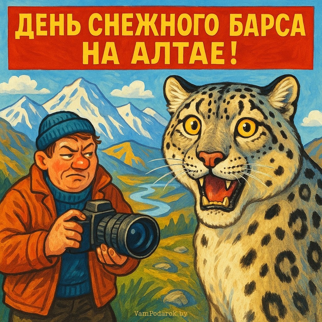День снежного барса на Алтае – открытка