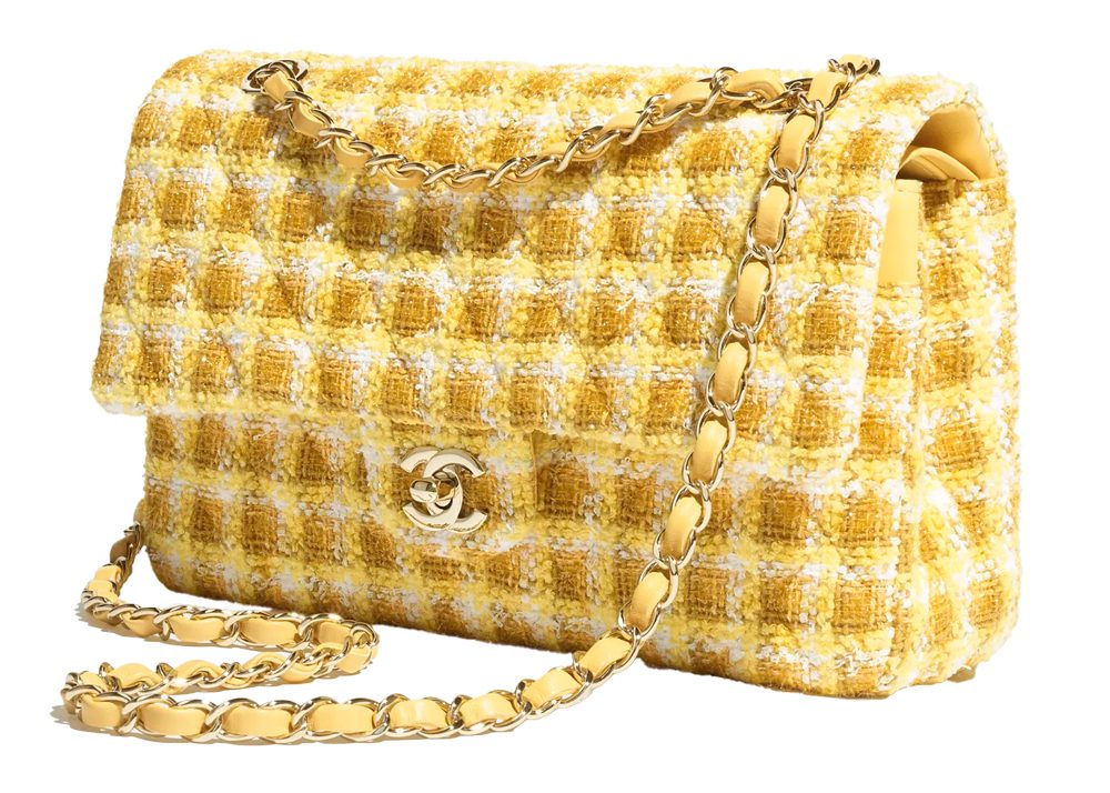 Chanel Flap Bag Tweed Yellow