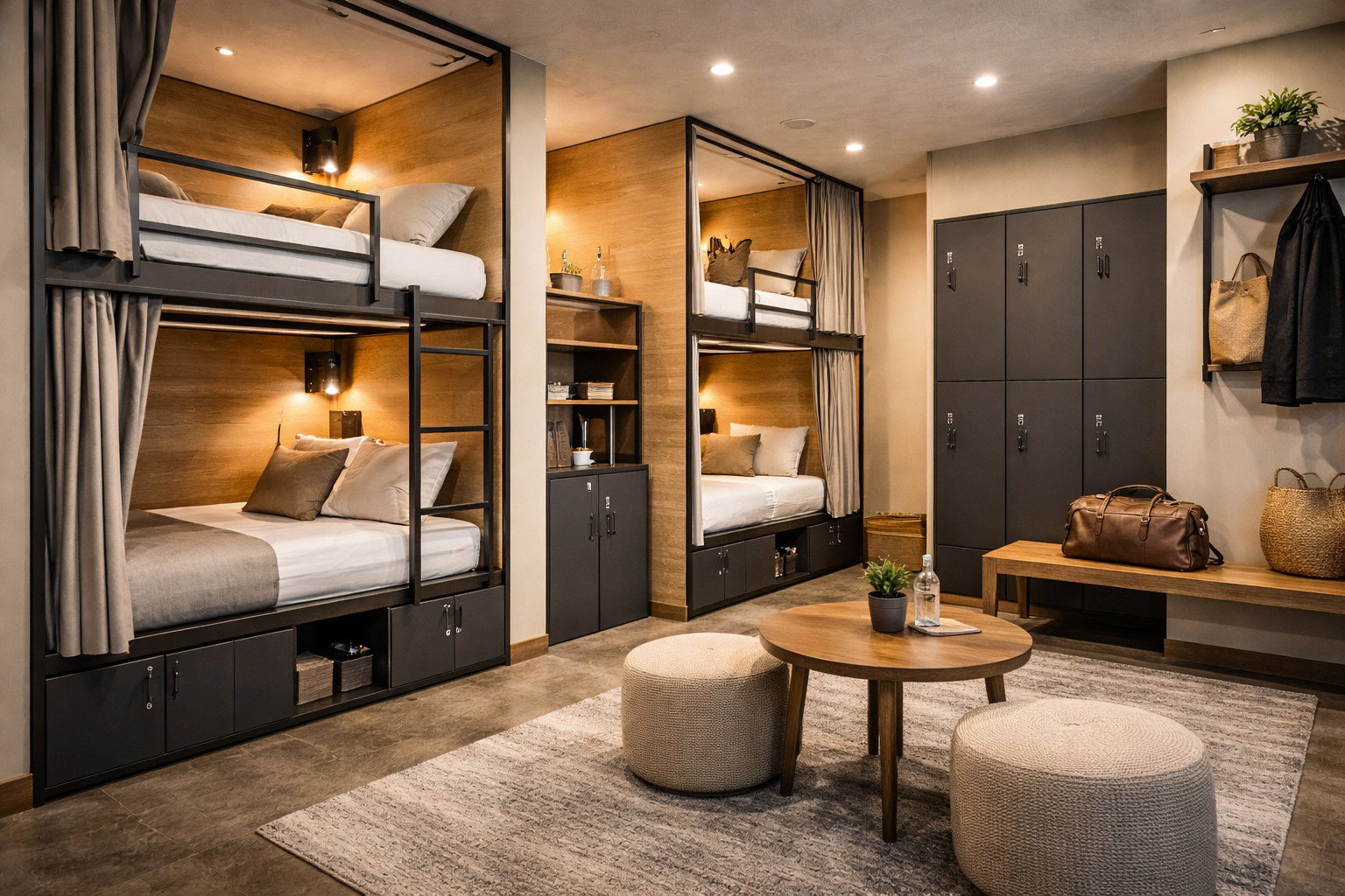 Флэтшеринг в отеле: номер с размещением по местам — у каждого гостя свое спальное место со шторкой, светом и местом для вещей