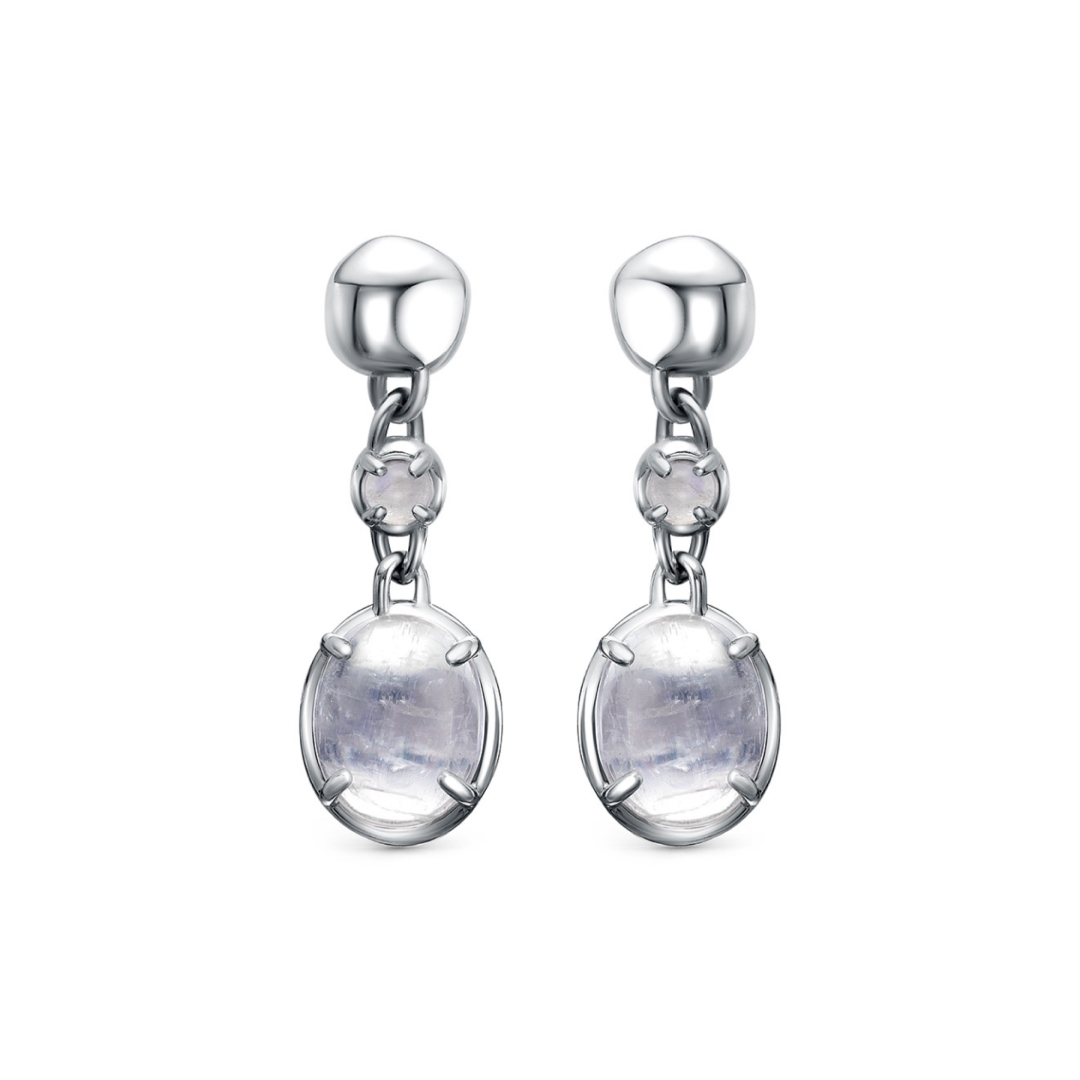 Серьги «Туманный Рассвет» с овальными камнями