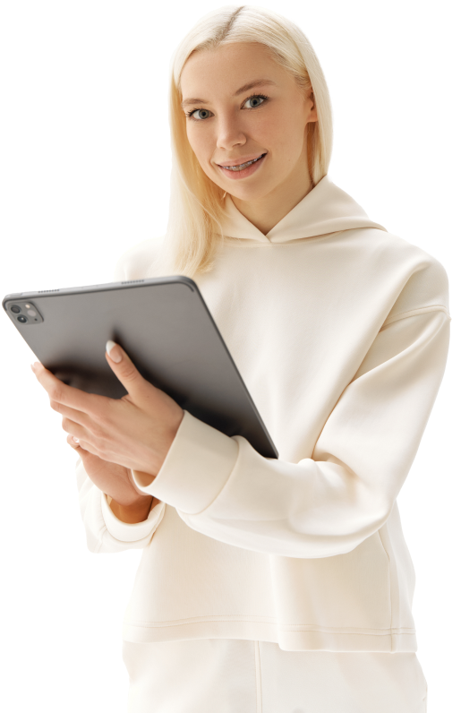 девушка в планшете