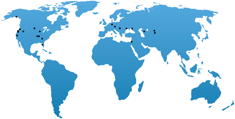 World map, locations of HG Ministry chruches