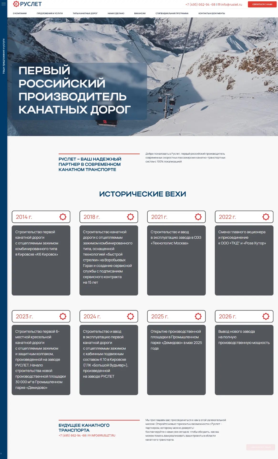 Начальный блоки главной страницы корпоративного сайтп