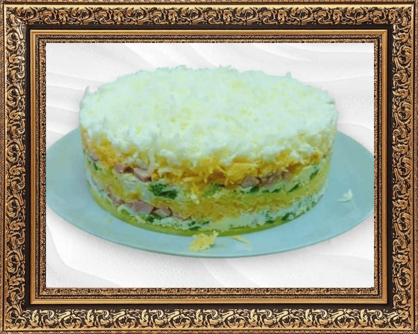салат невеста с копченой курицей