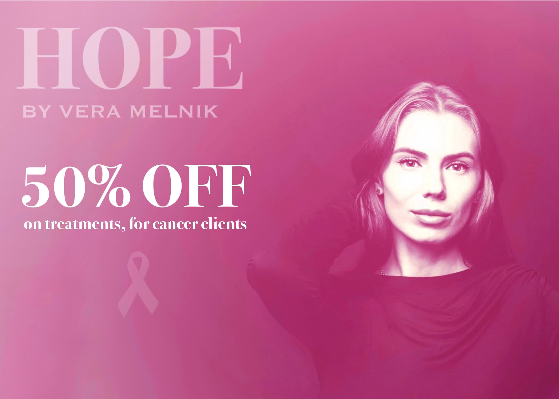 HOPE50 discount banner – restorative beauty program for oncology patients