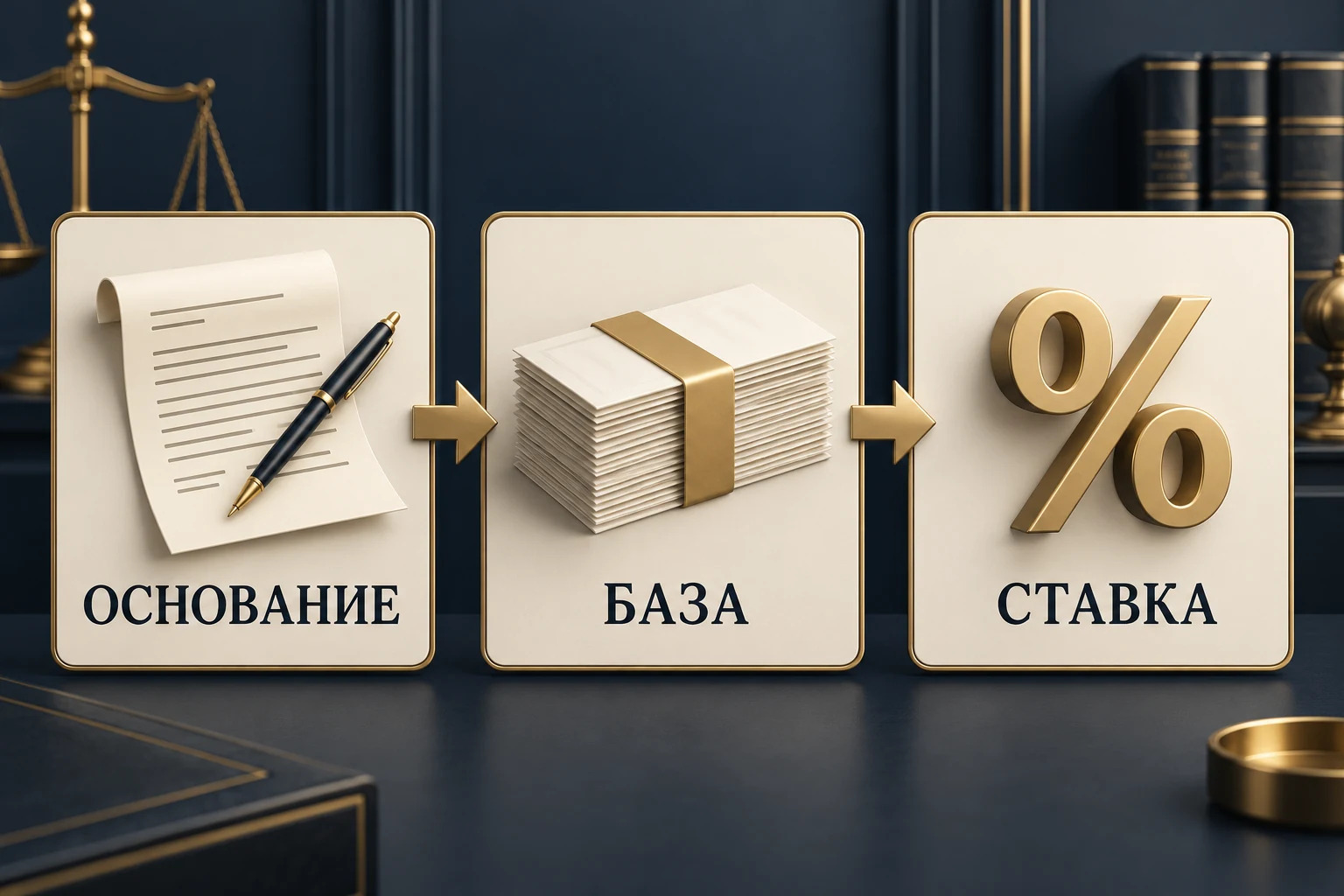 Концептуальная схема расчёта неустойки: основание, база и ставка