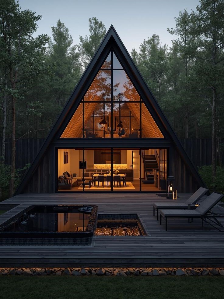 Современный A-frame дом с панорамными окнами