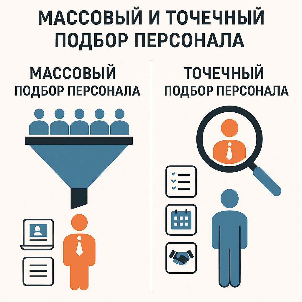 Разница в массовый и точечном подборе персонала