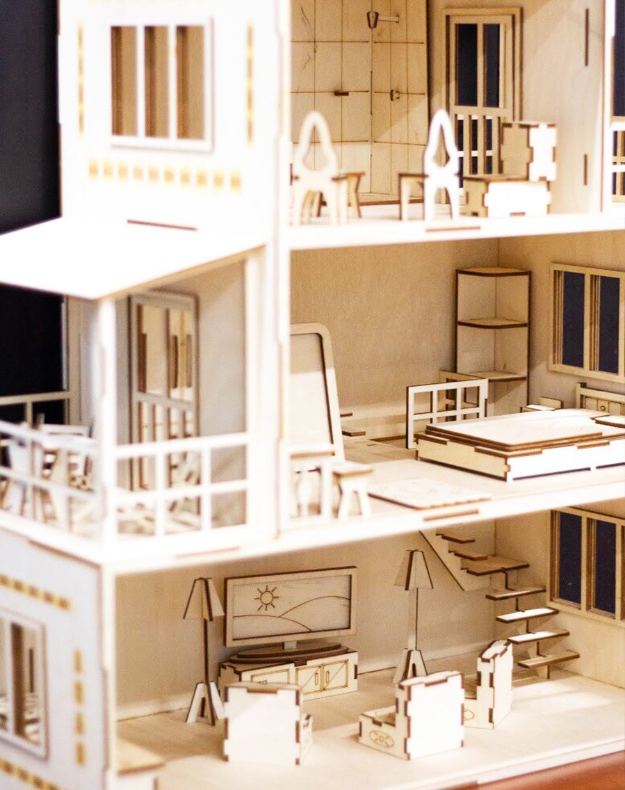 Домик для кукол, 3 этажа из фанеры