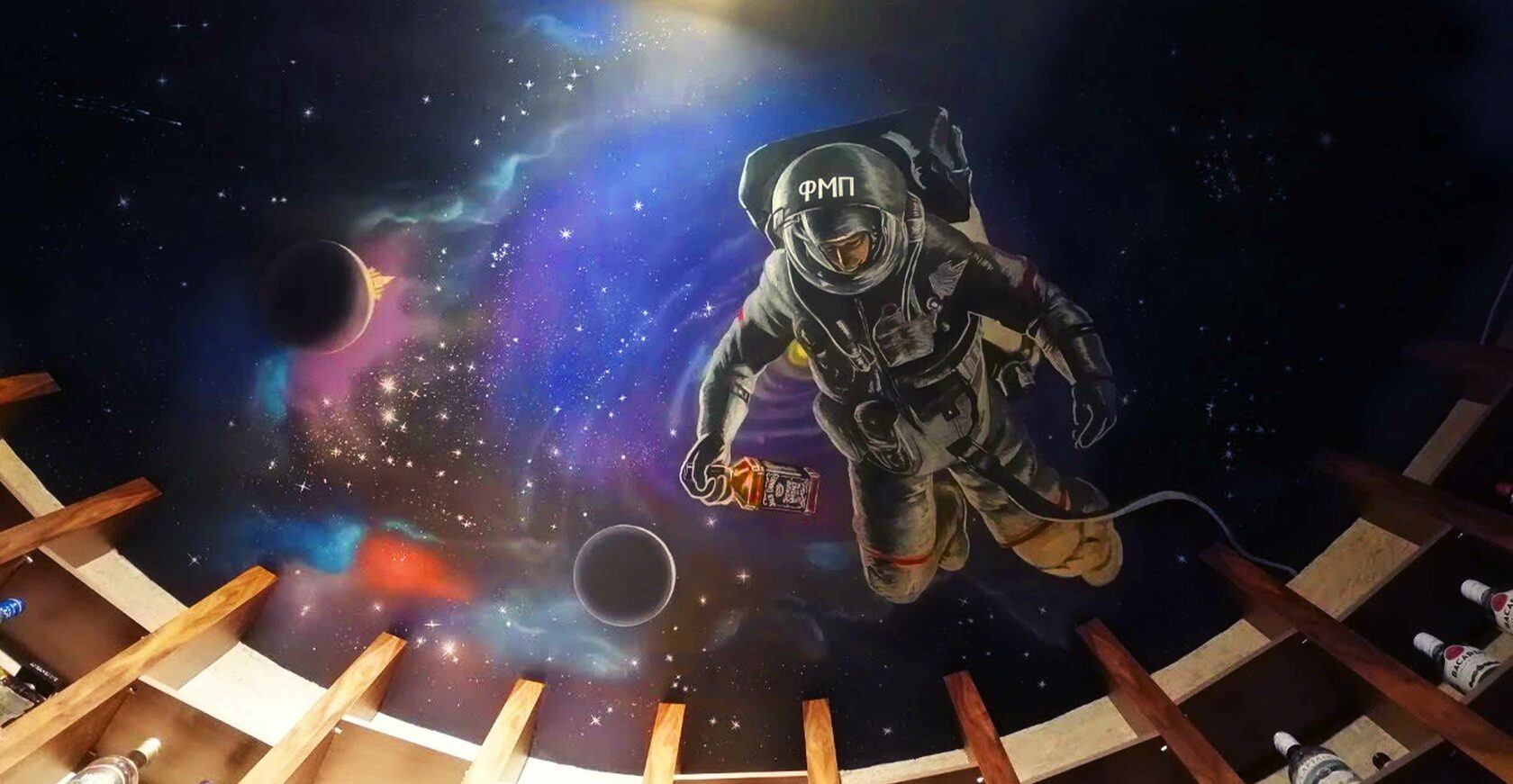 Роспись потолков на заказ, Роспись потолков, Роспись потолков космонавт, Художник по росписи потолков