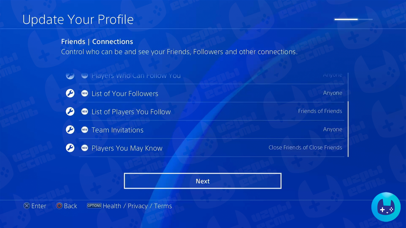 Шаг настройки PS4