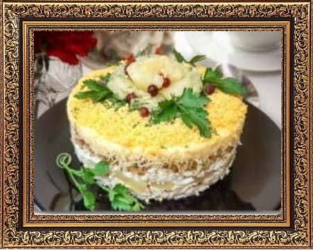 салат дамский каприз с курицей и ананасом