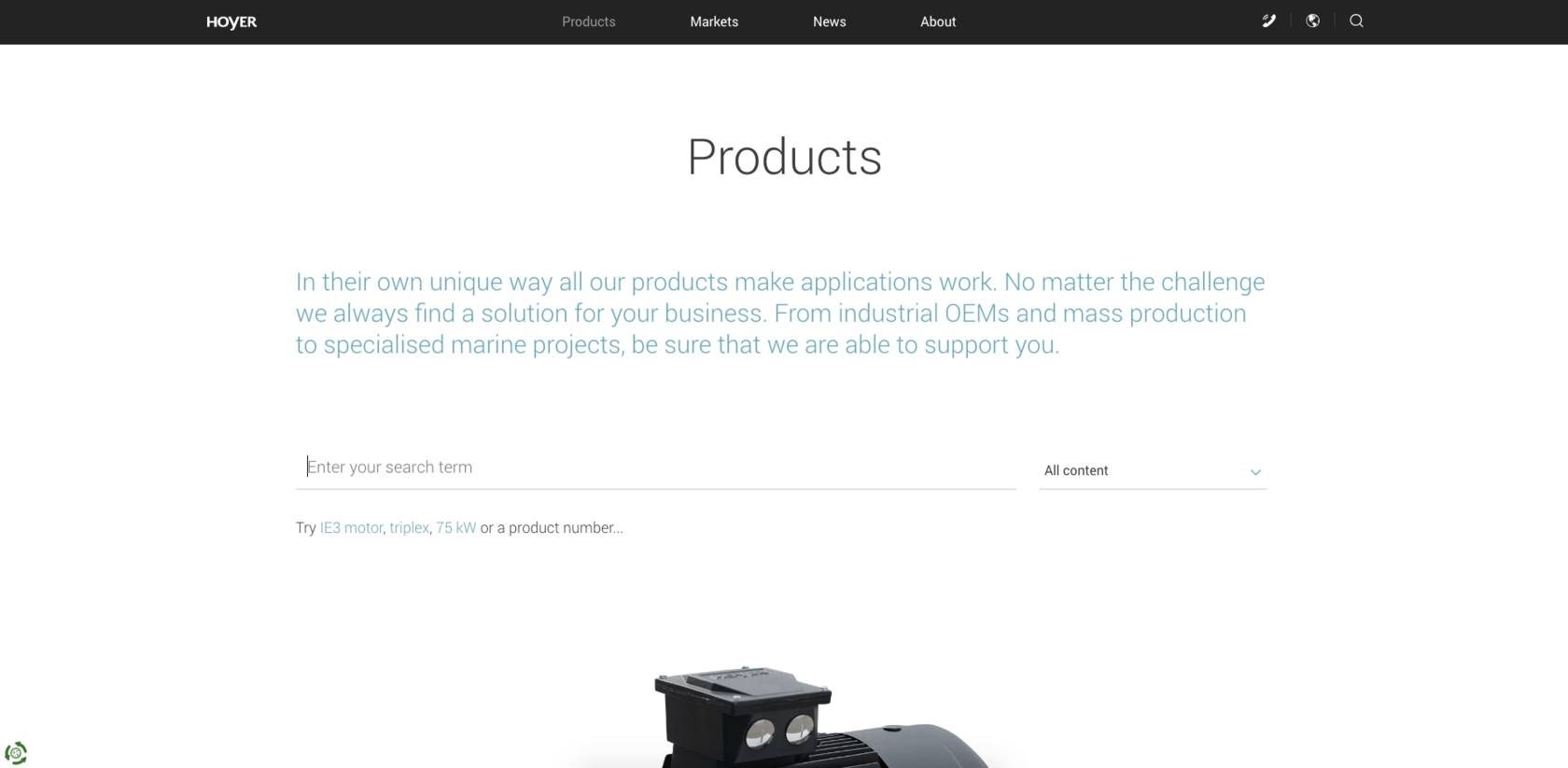 Отличный пример использования микроанимаций — сайт Hoyer.