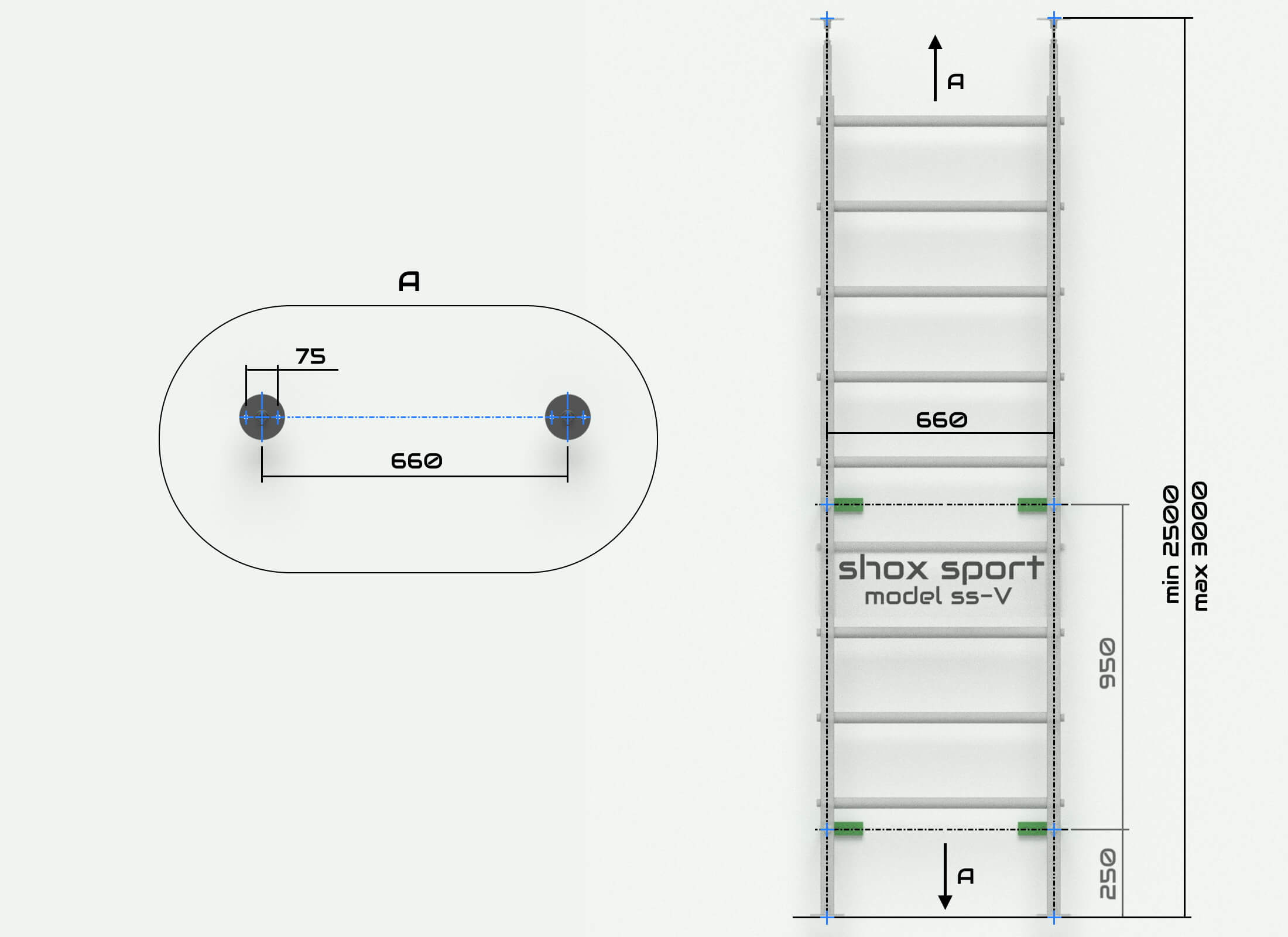 установочные размеры шведской стенки в распор