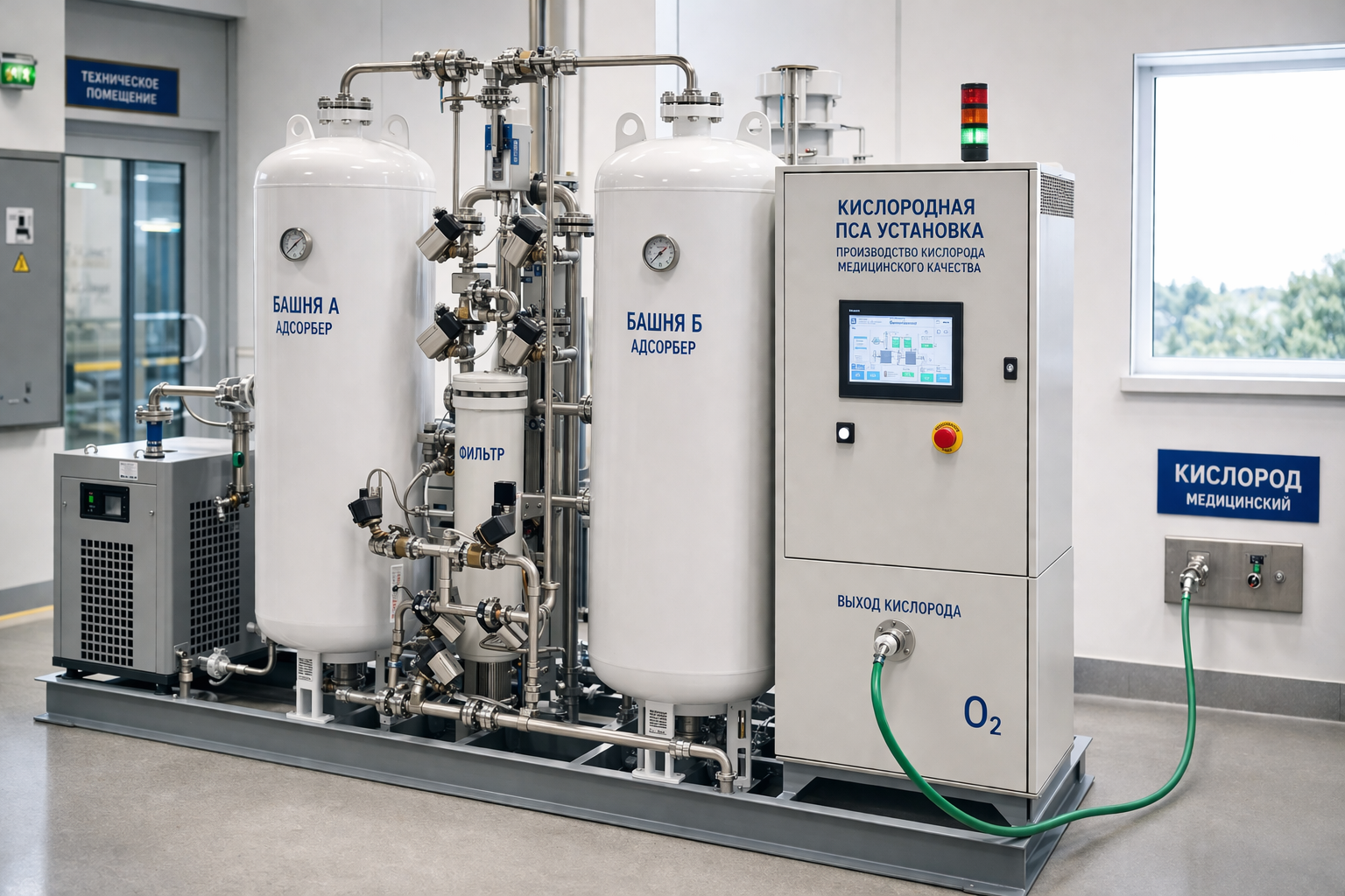 Промышленный генератор кислорода PSA — кислородная станция для производства O₂ на месте потребления