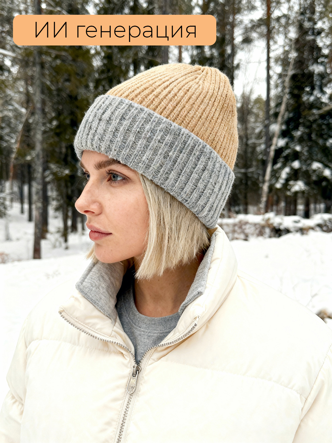 ии генерация шапки на девушке фотосессия