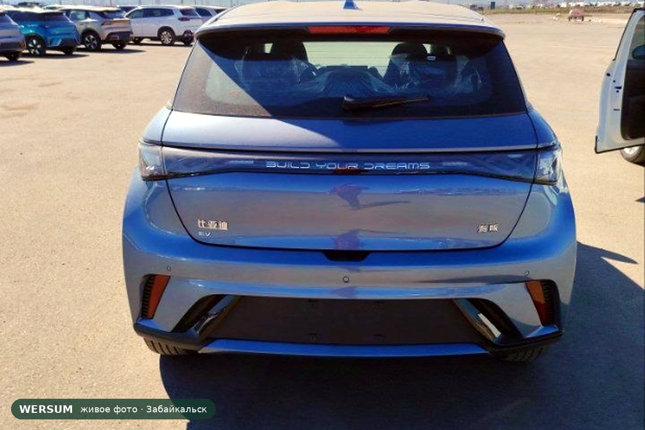 BYD Dolphin, сзади: надписи 比亚迪 EV и 海豚