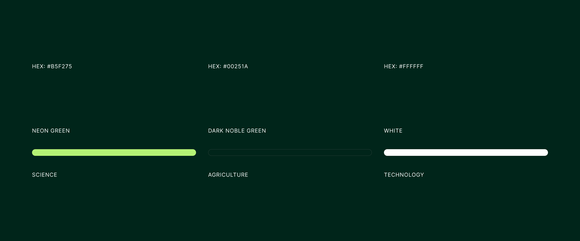 Abion brand color palette featuring neon green, dark noble green, and white