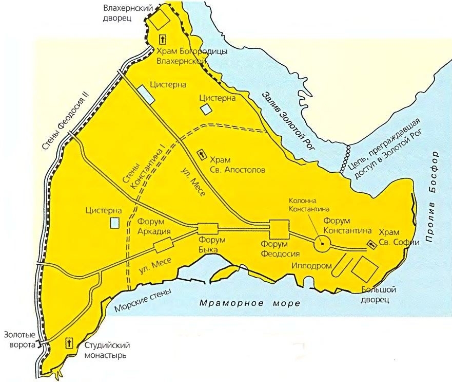 Начертите в тетради план константинополя