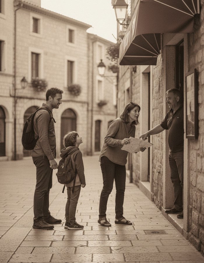 Семья с детьми в европейском городе