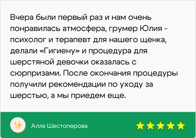 Отзыв владельца питомца с сайта салона