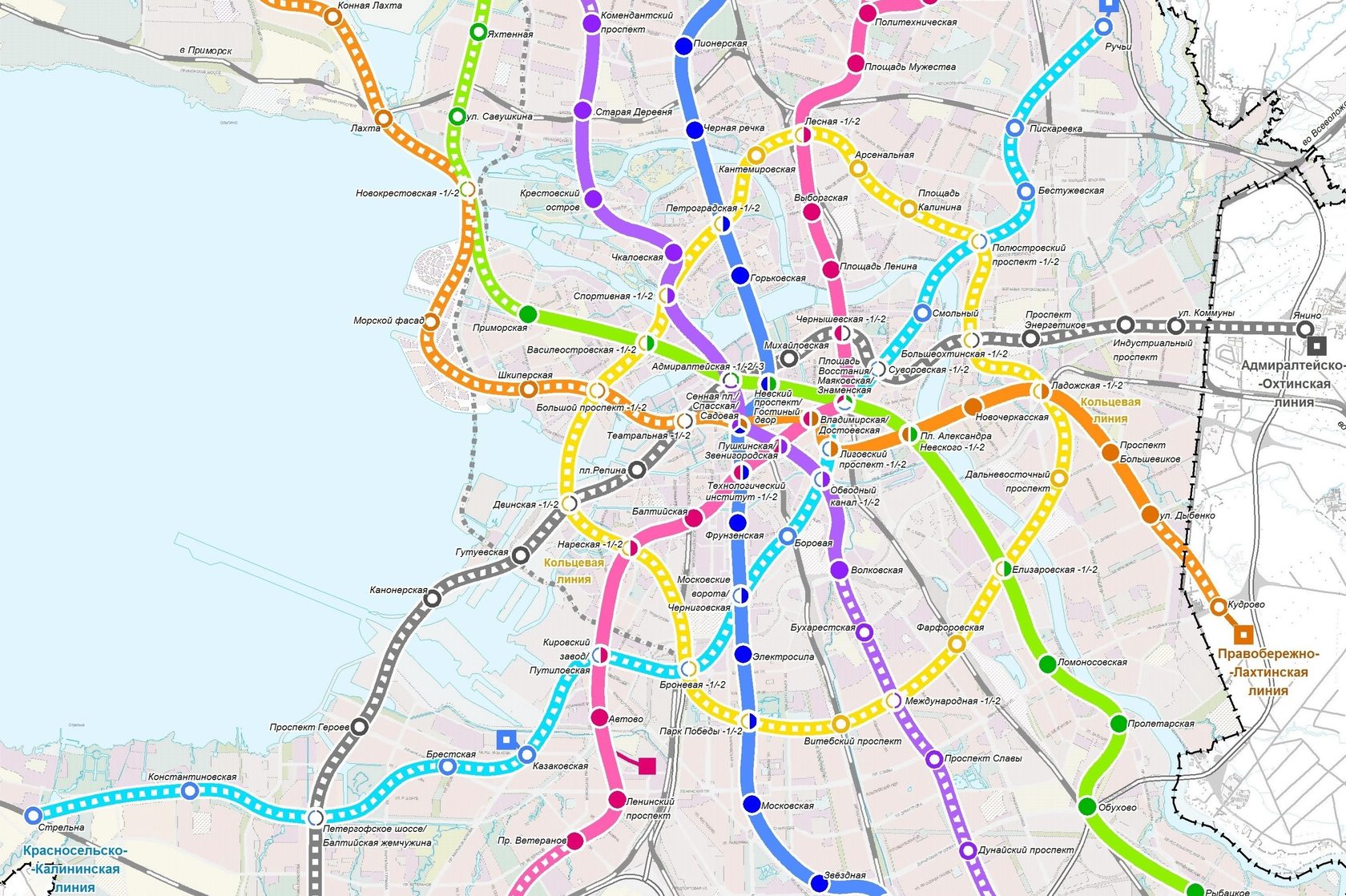 Схема развития метро санкт петербурга до 2030 года на карте