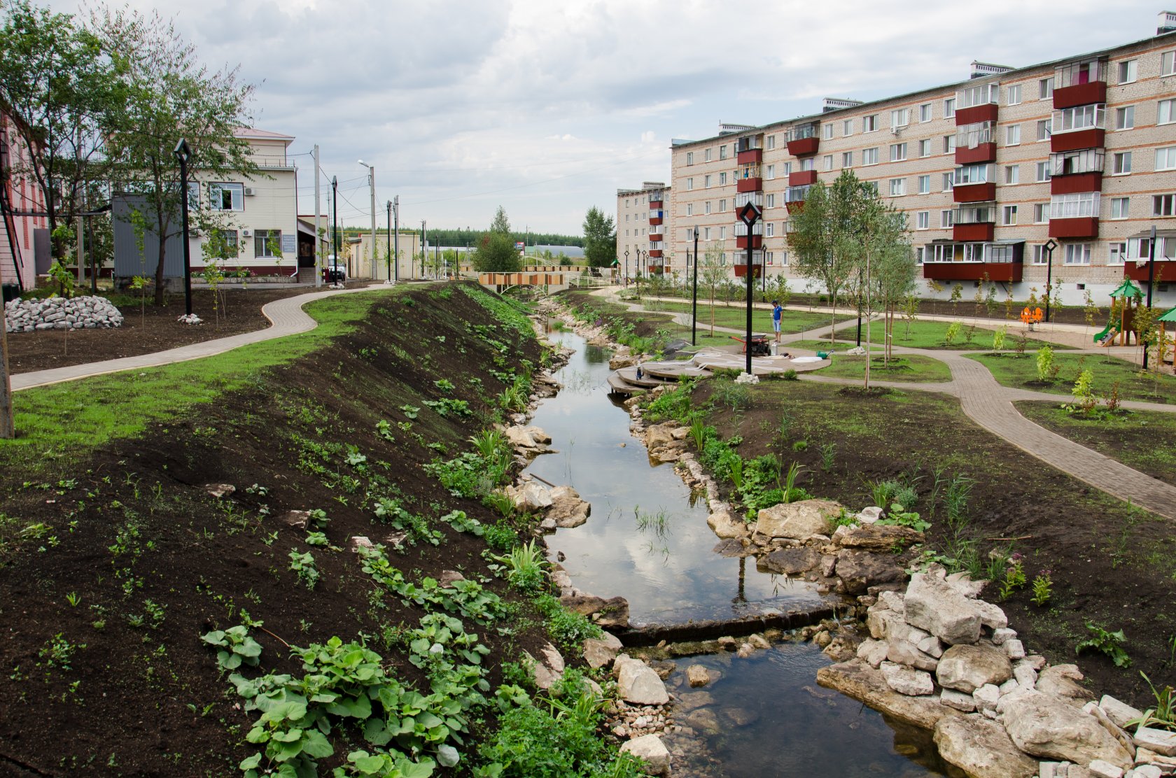 Речка Черная и парк Победы в Азнакаево