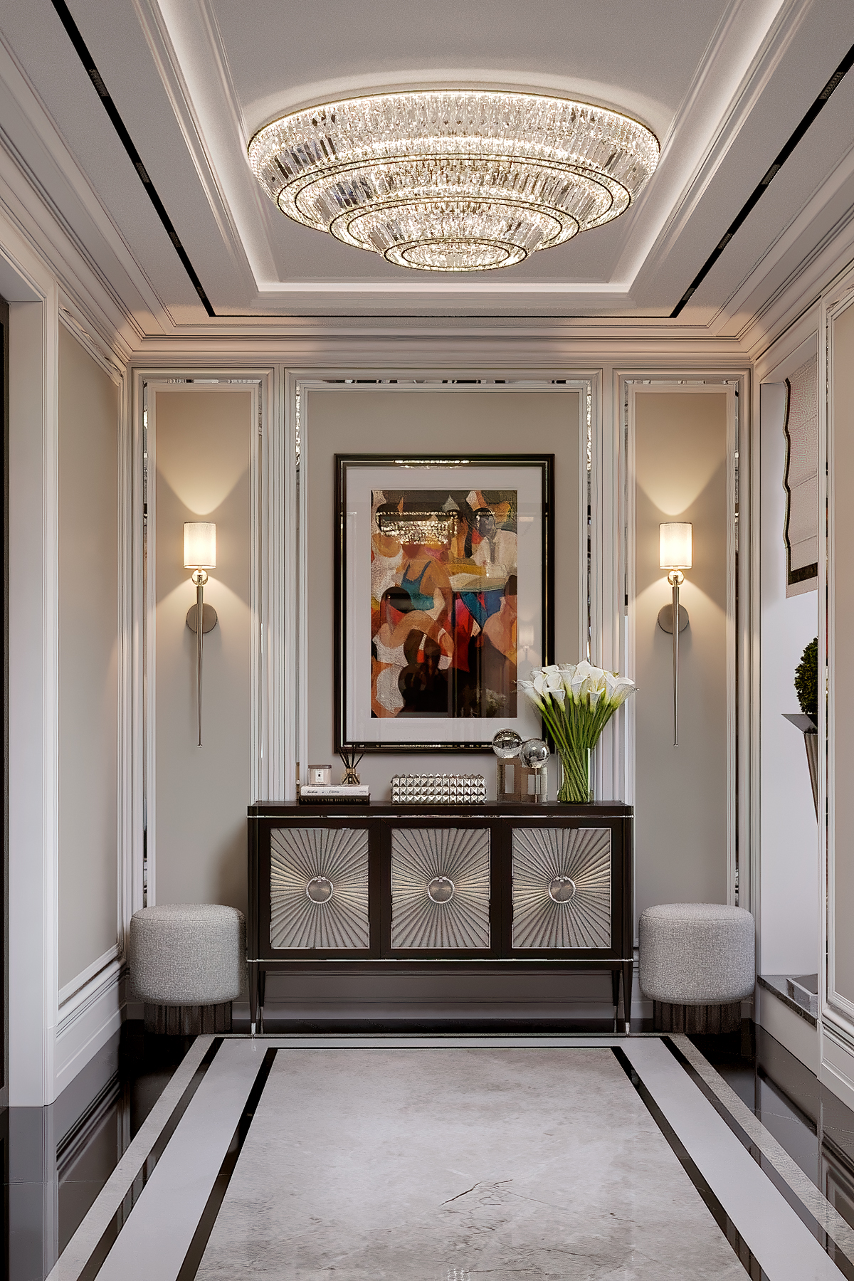 Дизайн интерьера холла в стиле ар-деко