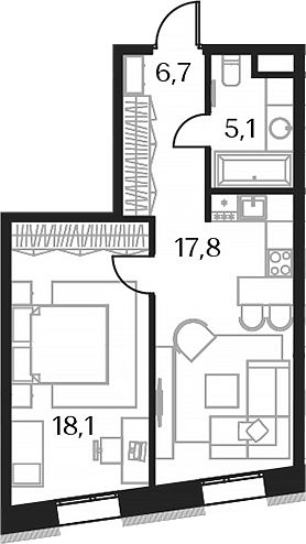 1-комн. — 48,0 м²