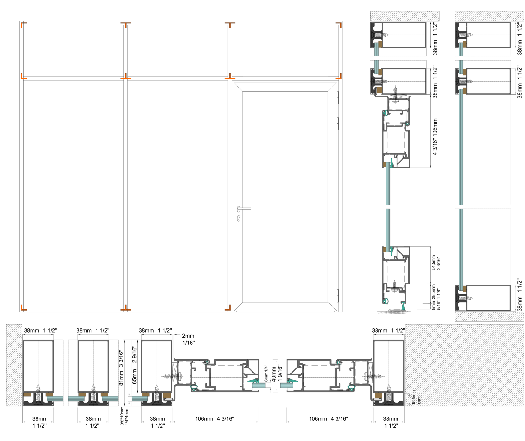 Fixed Frame Panel 1 Wall aluminum glass system