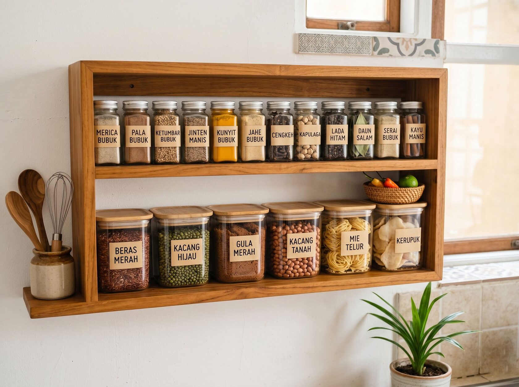 Wadah bumbu transparan estetik murah untuk dapur kecil