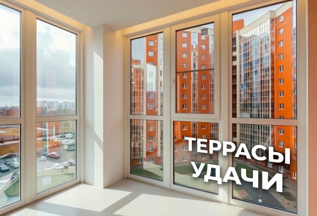 Лоджия с большими окнами и светлой отделкой